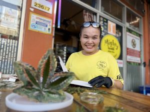 แม่ค้าสายเขียวปิ๊งไอเดีย ทำสินค้าที่ระลึกจากพืชกัญชา สร้างจุดขายต่อยอดรายได้ ช่วงกระแสกำลังป่วน